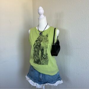 Foxfire Green Horse Graphic Micro Mesh Tank Top